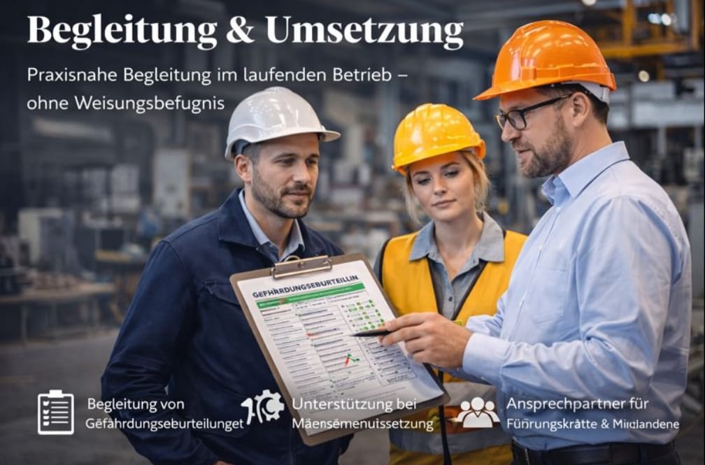 SafetyMacha Begleitung & Umsetzung - Praxisnahe Begleitung im laufenden Betrieb ohne Weisungsbefugnis
