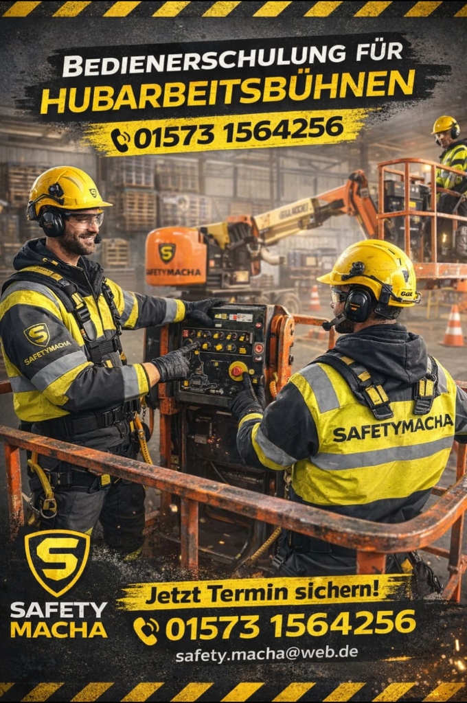 SafetyMacha Bedienerschulung für Hubarbeitsbühnen - 01573 1564256